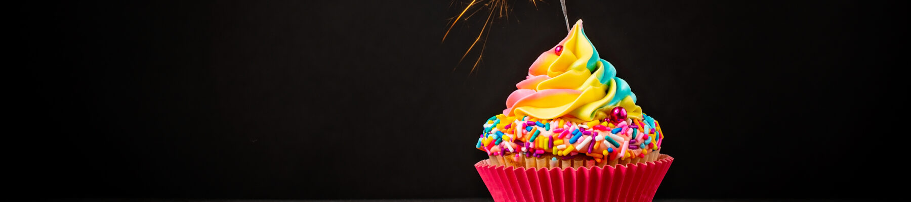 Colorful Birthday Cupcake with Sparkler